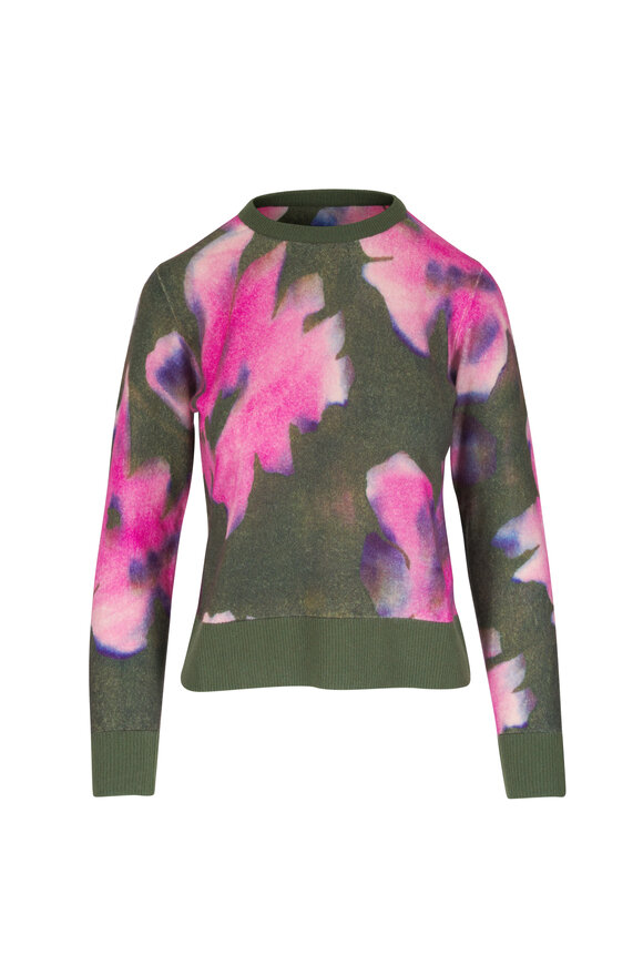 Kinross Multicolor Highland Blooms Print Cashmere Sweater - view 1