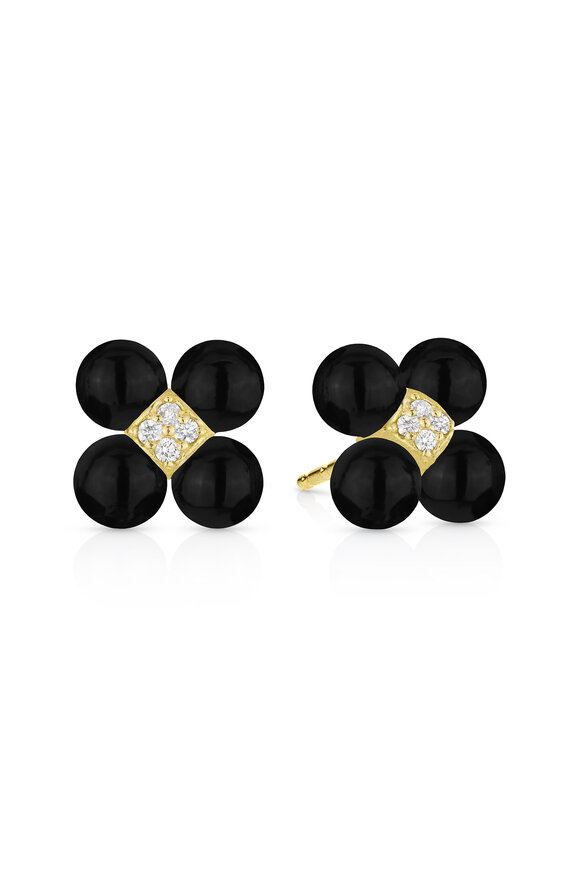 Paul Morelli 18k Yellow Gold Black Onyx Sequence Stud - view 1