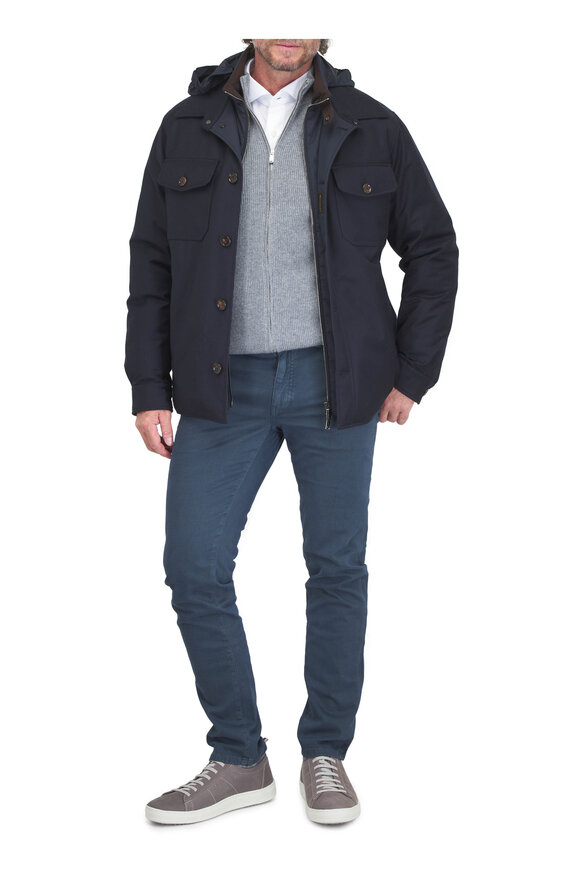 Fedeli Gray Cashmere Ribbed Full Zip Sweater - view 2
