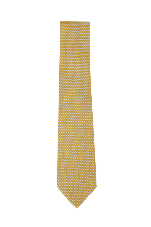 Ferragamo - Yellow Elephant Pattern Silk Necktie