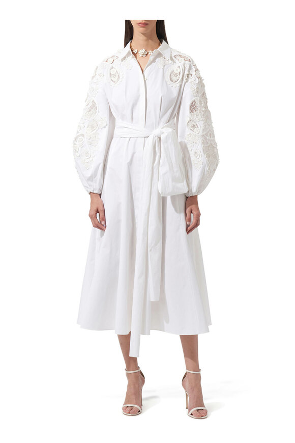 Carolina Herrera - White Embroidered Cotton Shirtdress 