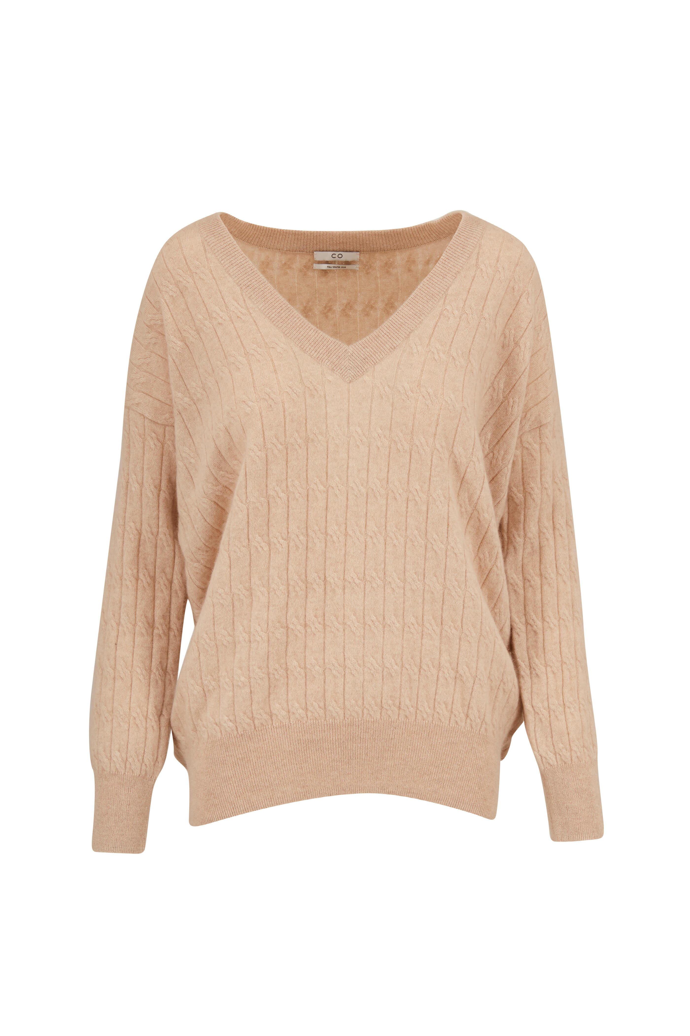 CO Collection - Sand Cashmere Cable Knit Sweater