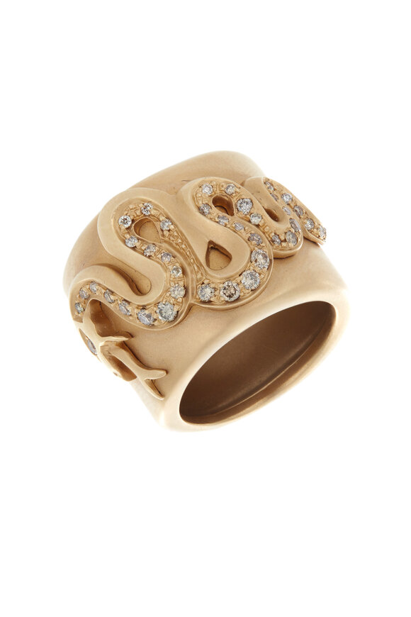 Pomellato - 18K Rose Gold Brown Diamond Snake Ring