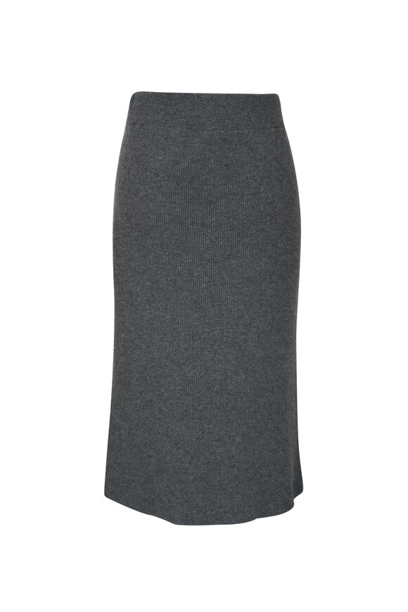 Brunello Cucinelli - Gray Side Slit Midi Skirt 