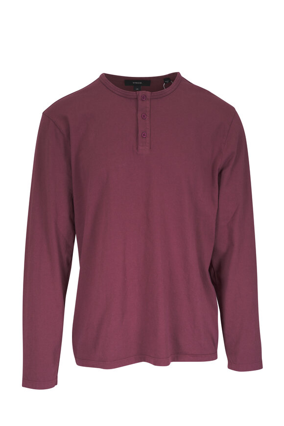 Vince Washed Brick Red Cotton Henley