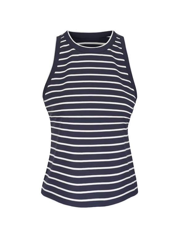 Lafayette 148 New York Navy & White Stripe Cotton Rib Racerback Tank - view 7