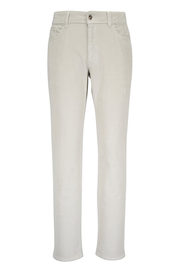 Barmas Off-White Stretch Cotton & Cashmere Corduroy Pant - view 1