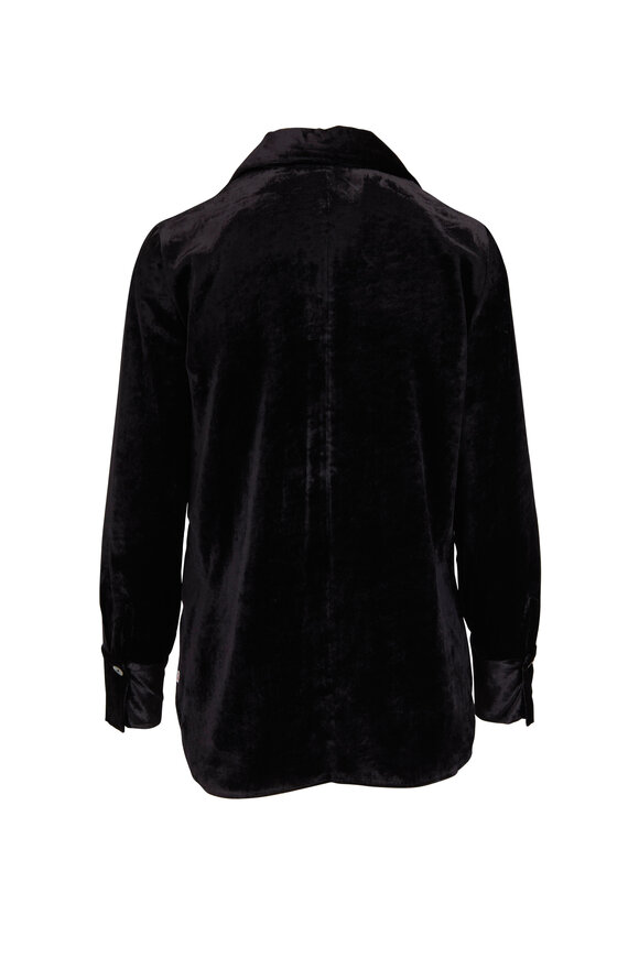 Vince - Black Velvet Shaped Collar Blouse