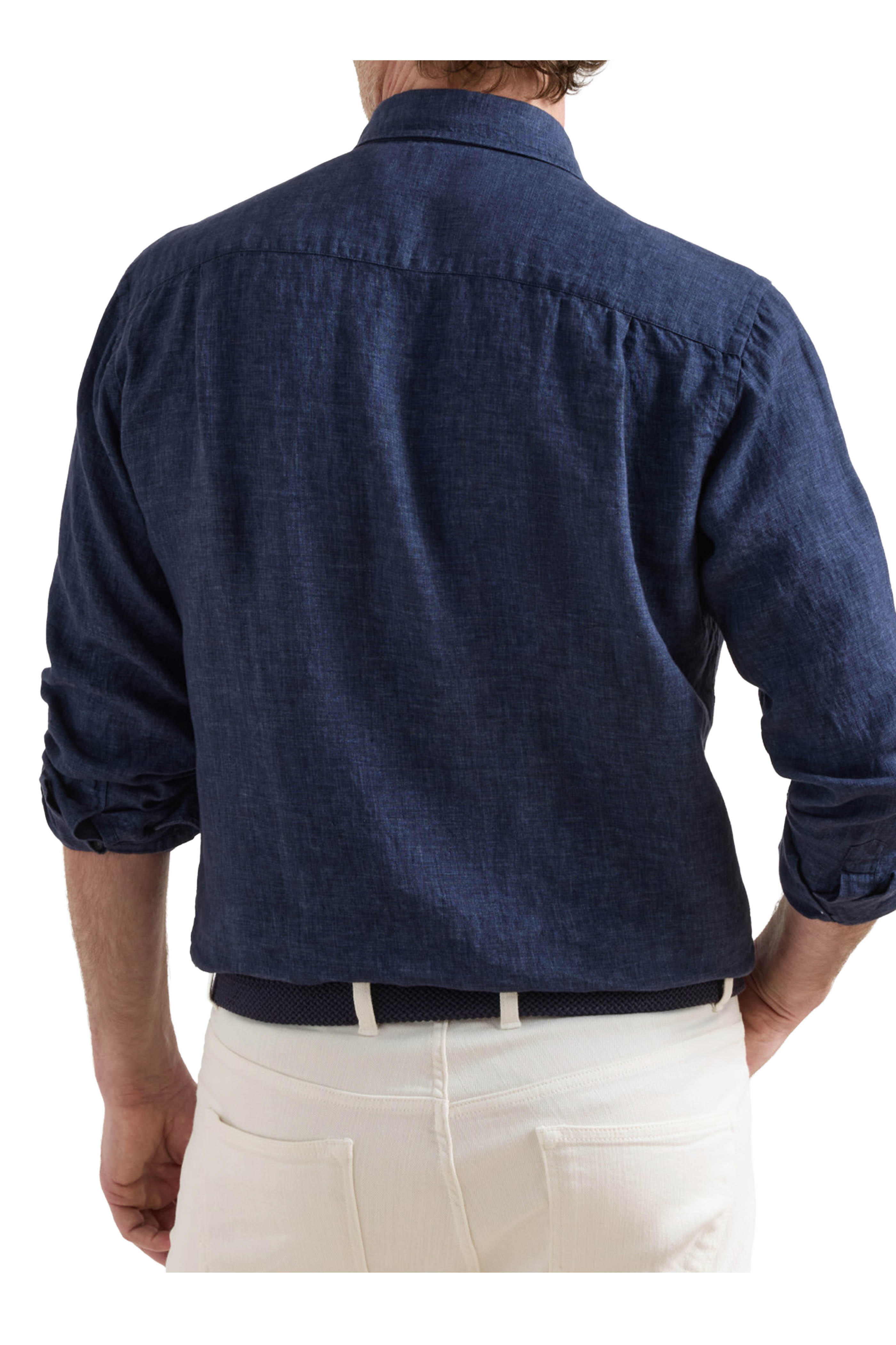 Peter Millar - Astino Navy Blue Linen Sport Shirt - view 3