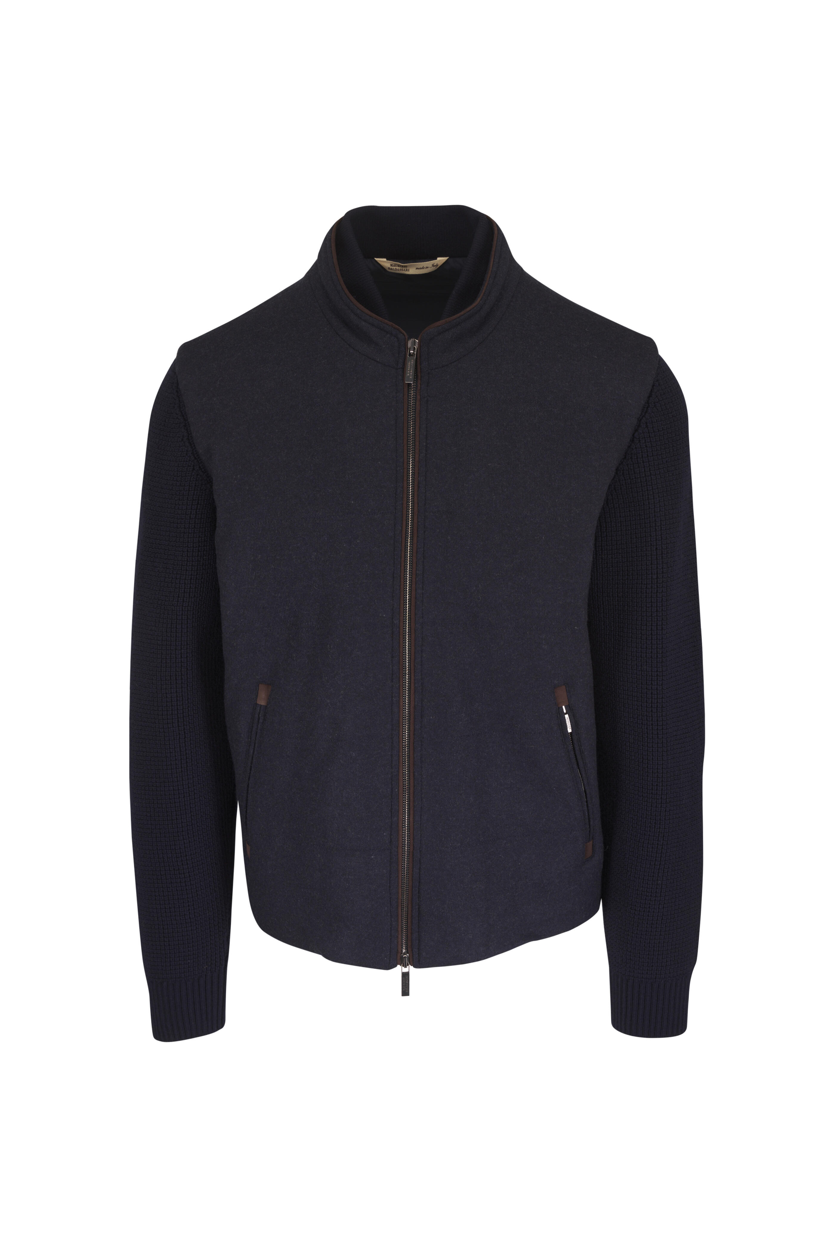 Maurizio Baldassari - Brenta Navy Mixed Media Full Zip Jacket - view 1