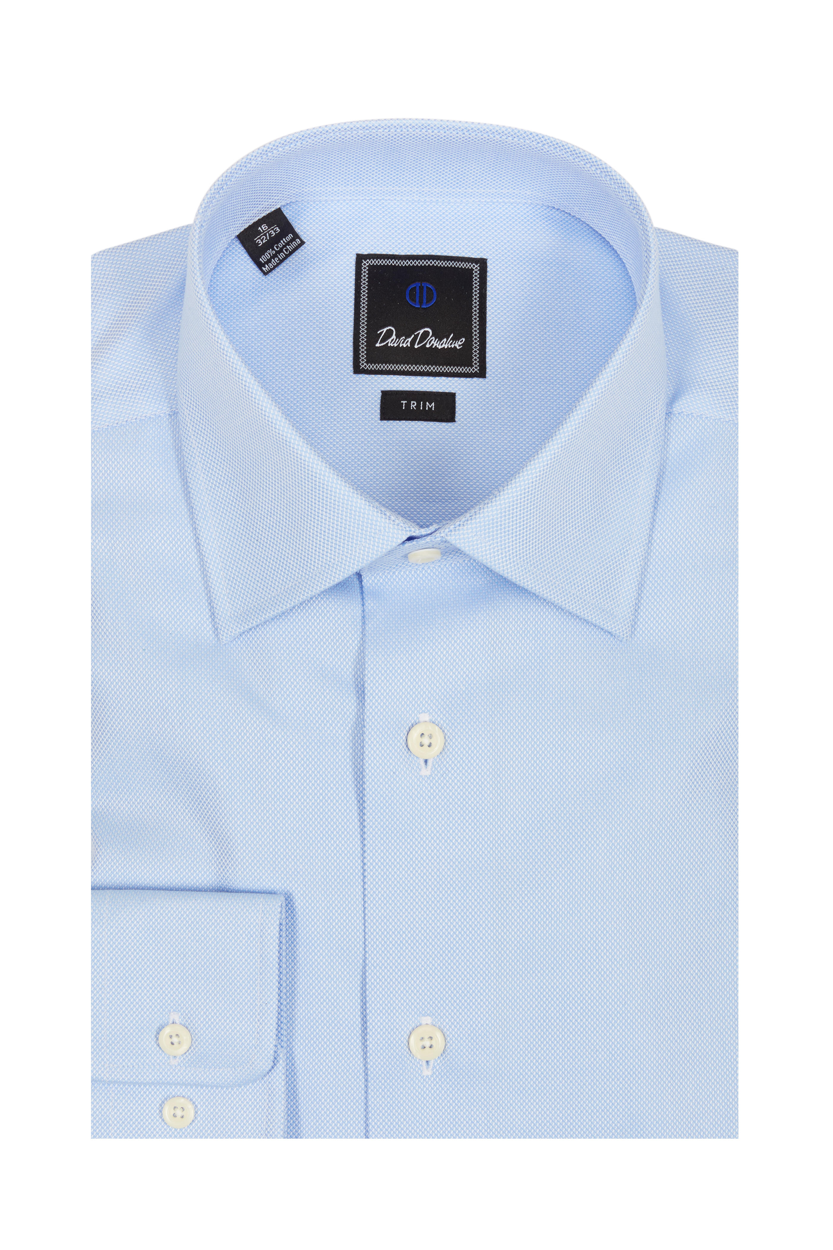David Donahue - Light Blue Trim Fit Dress Shirt