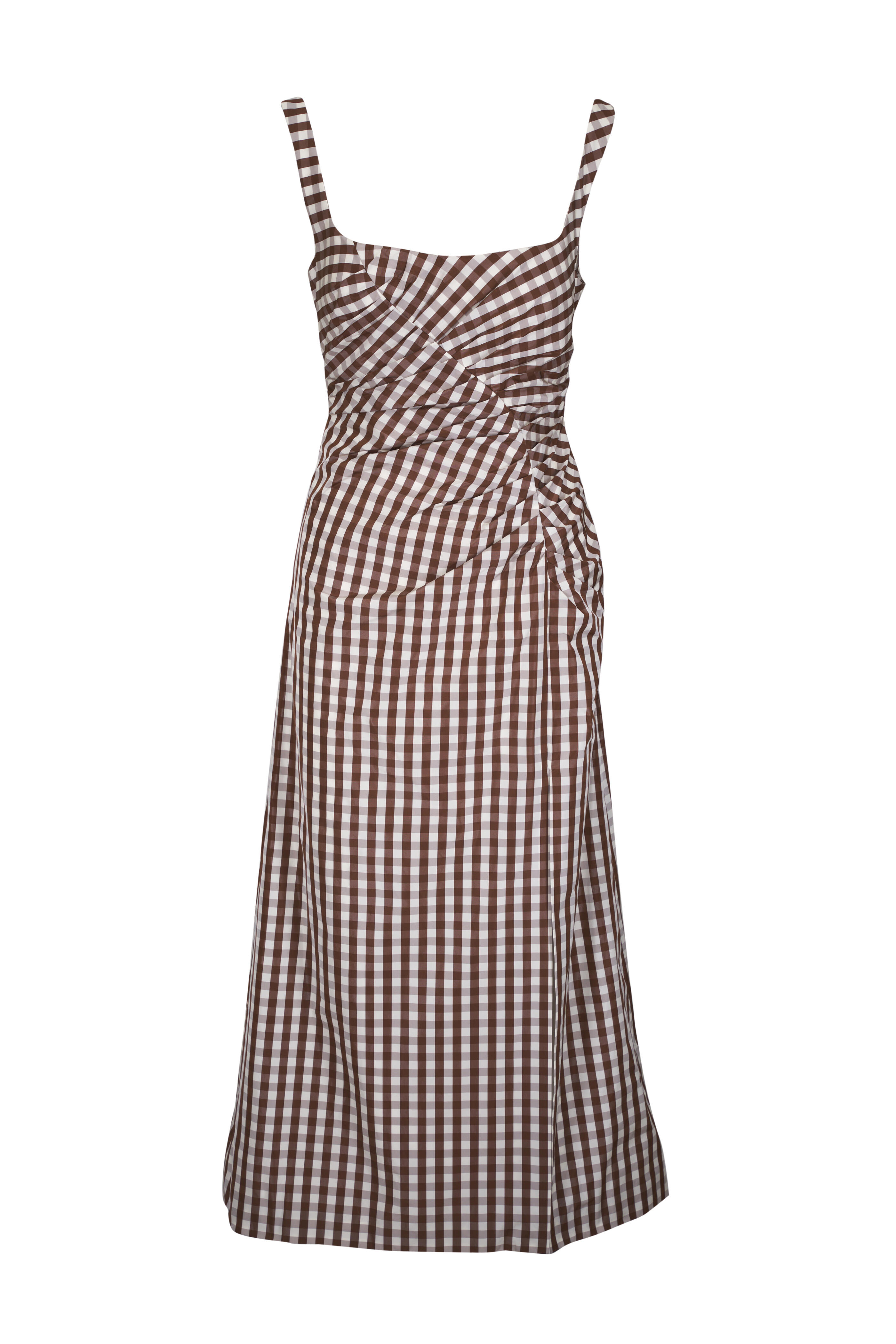 Lela Rose - Walnut Plaid Taffeta Midi Dress