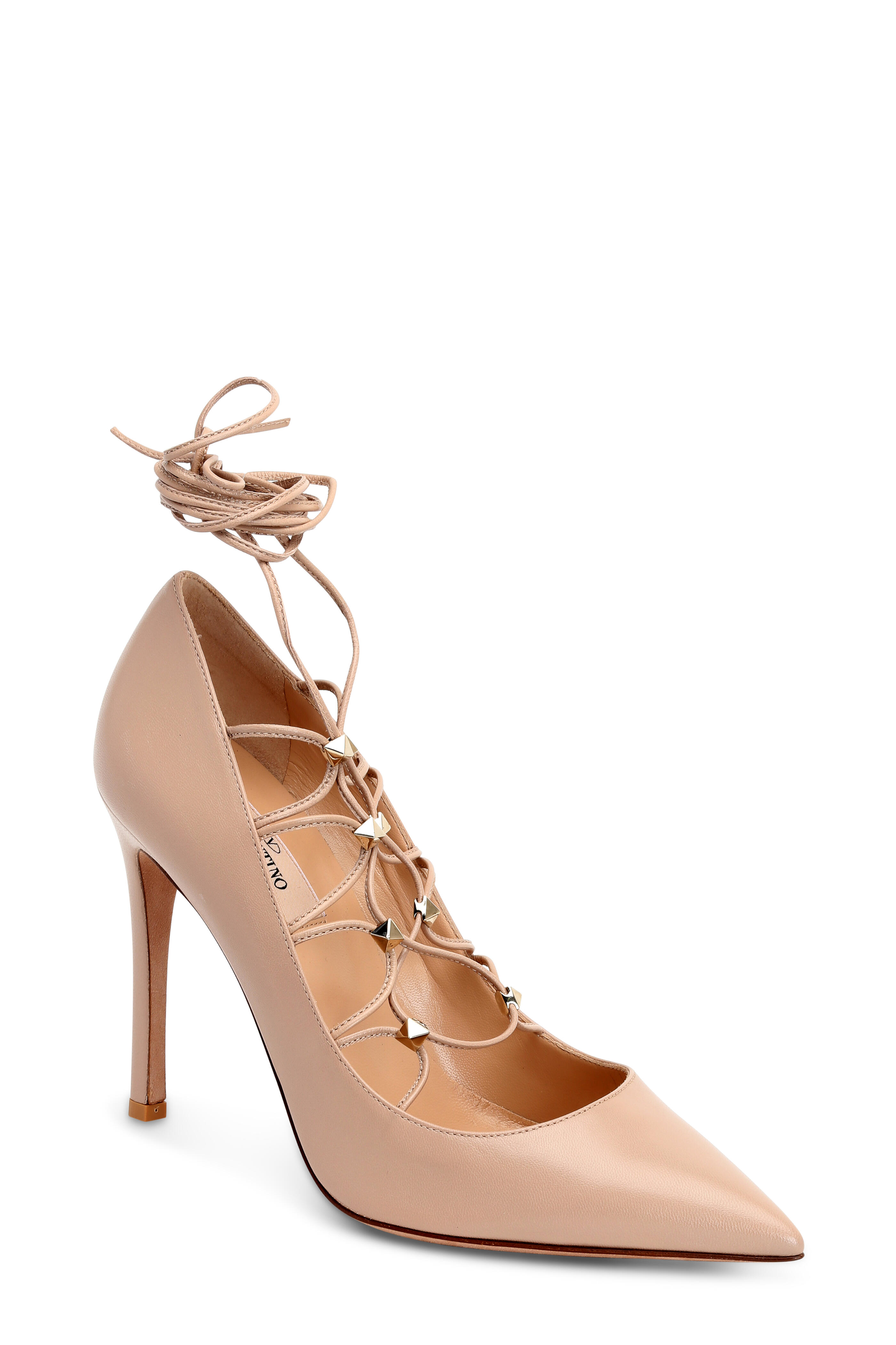 Valentino Garavani - Rockstud Nude Leather Gladiator Pump, 105mm