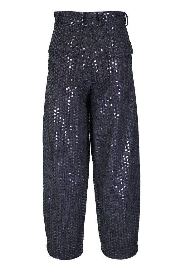 Odeeh Jet Black Sequins Serge Pant - view 4