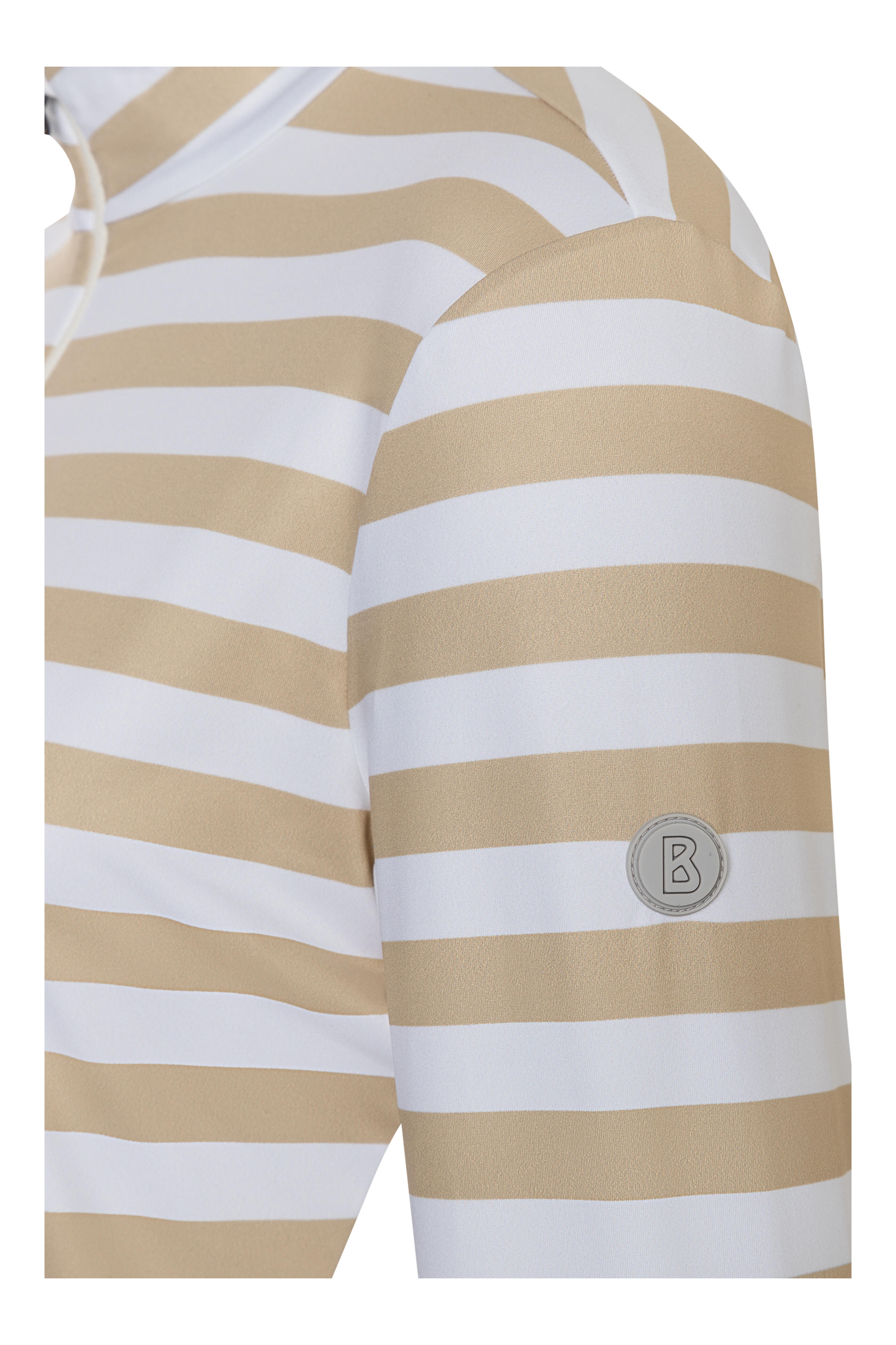 Bogner - Briana Beige & White Stripe Quarter Zip Pullover