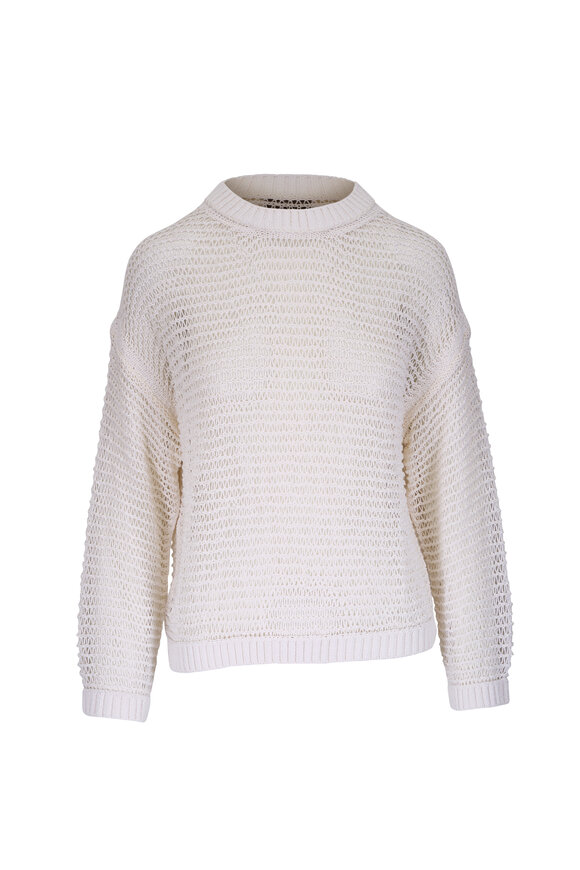 TWP White Open Knit Pullover Sweater