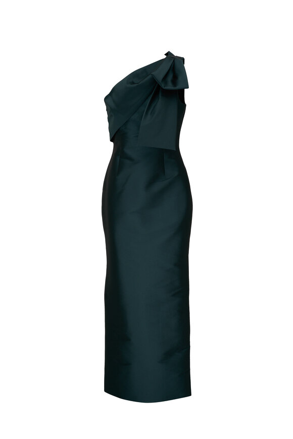 Sachin + Babi Bonnie Forest Green One Shoulder Gown