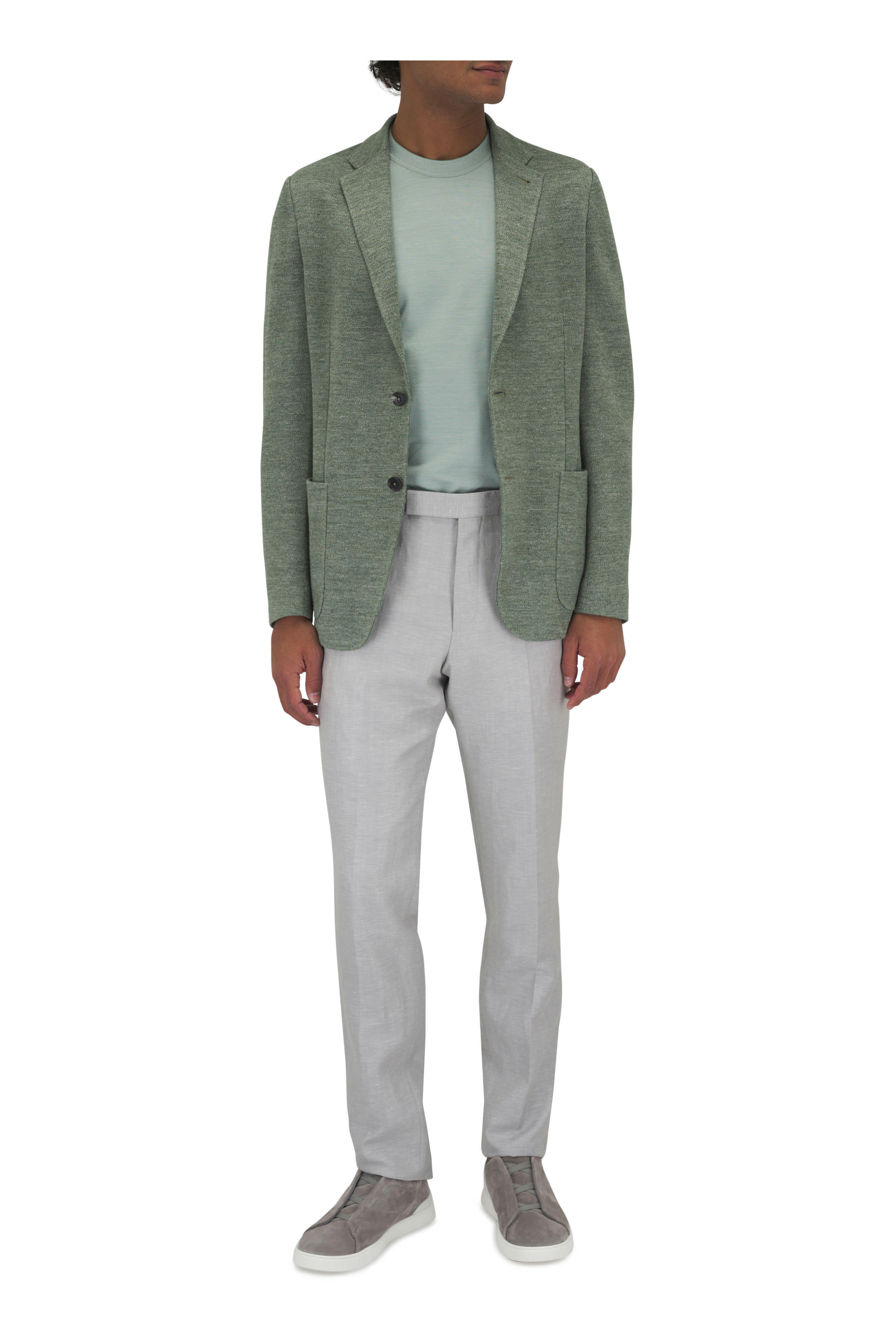 Zegna - Light Green Silk & Cotton T-Shirt | Mitchell Stores