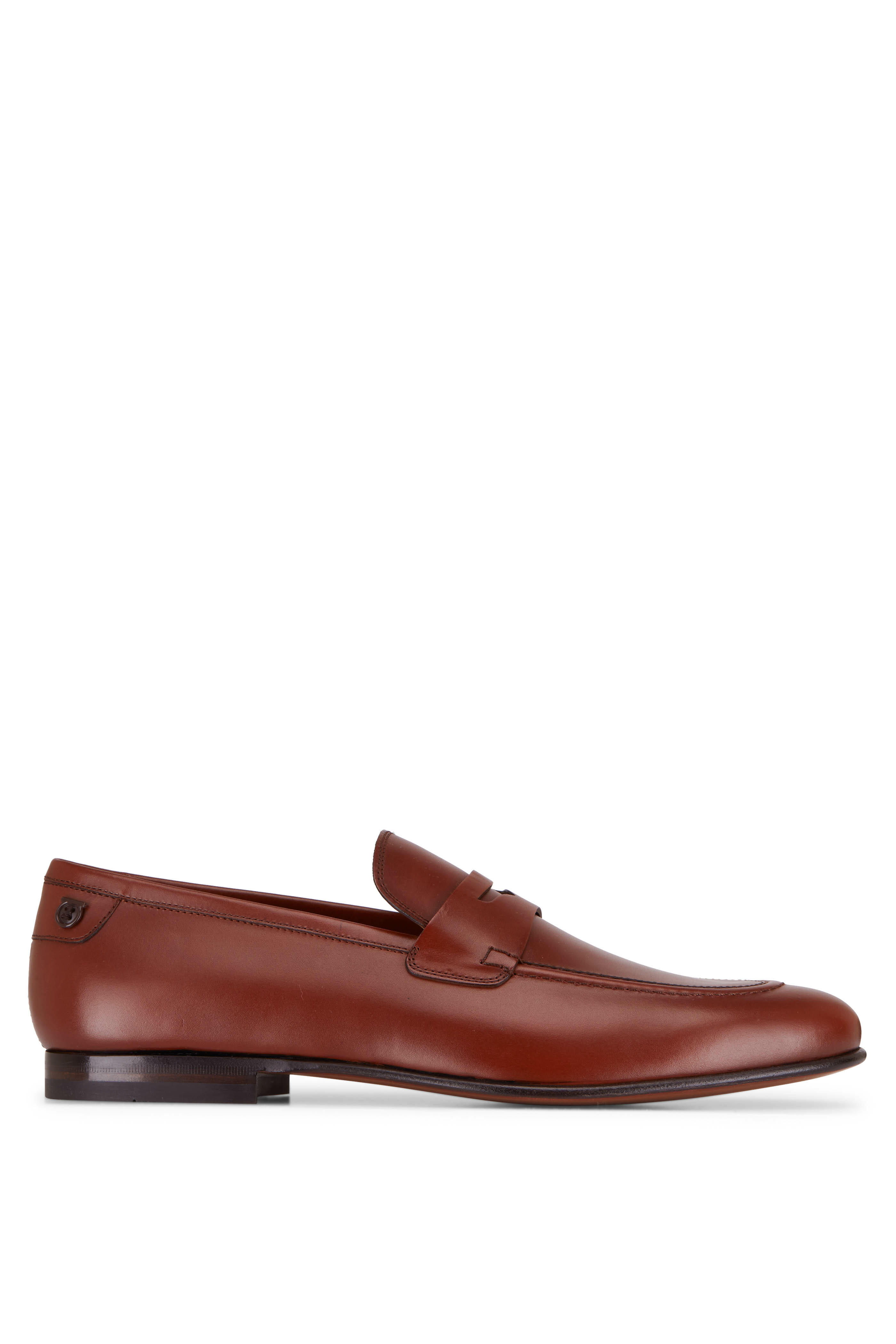 【関税&送料込】Salvatore Ferragamo Cappuccino Leather Small Ferragamo - Cappuccino Brown Leather Penny Loafer