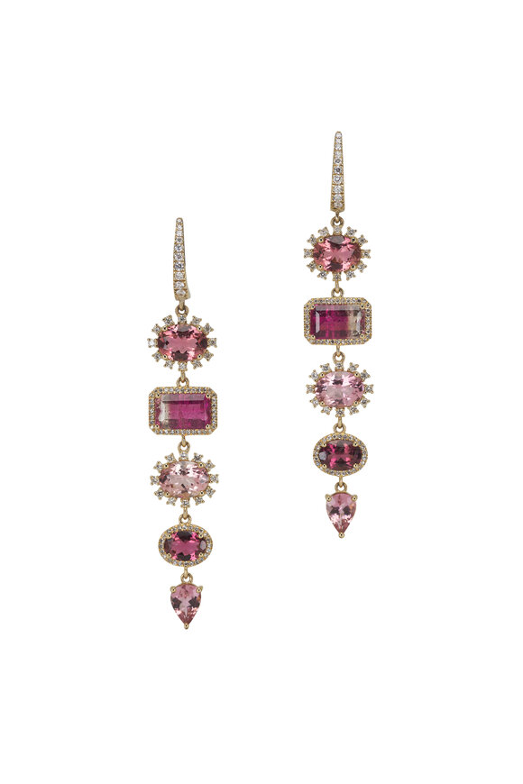 Kai Linz Pink Tourmaline & Diamond Drop Earrings