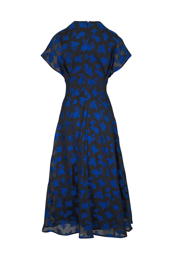 Lela Rose - Cornflower Rose Jacquard A-Line Midi Dress