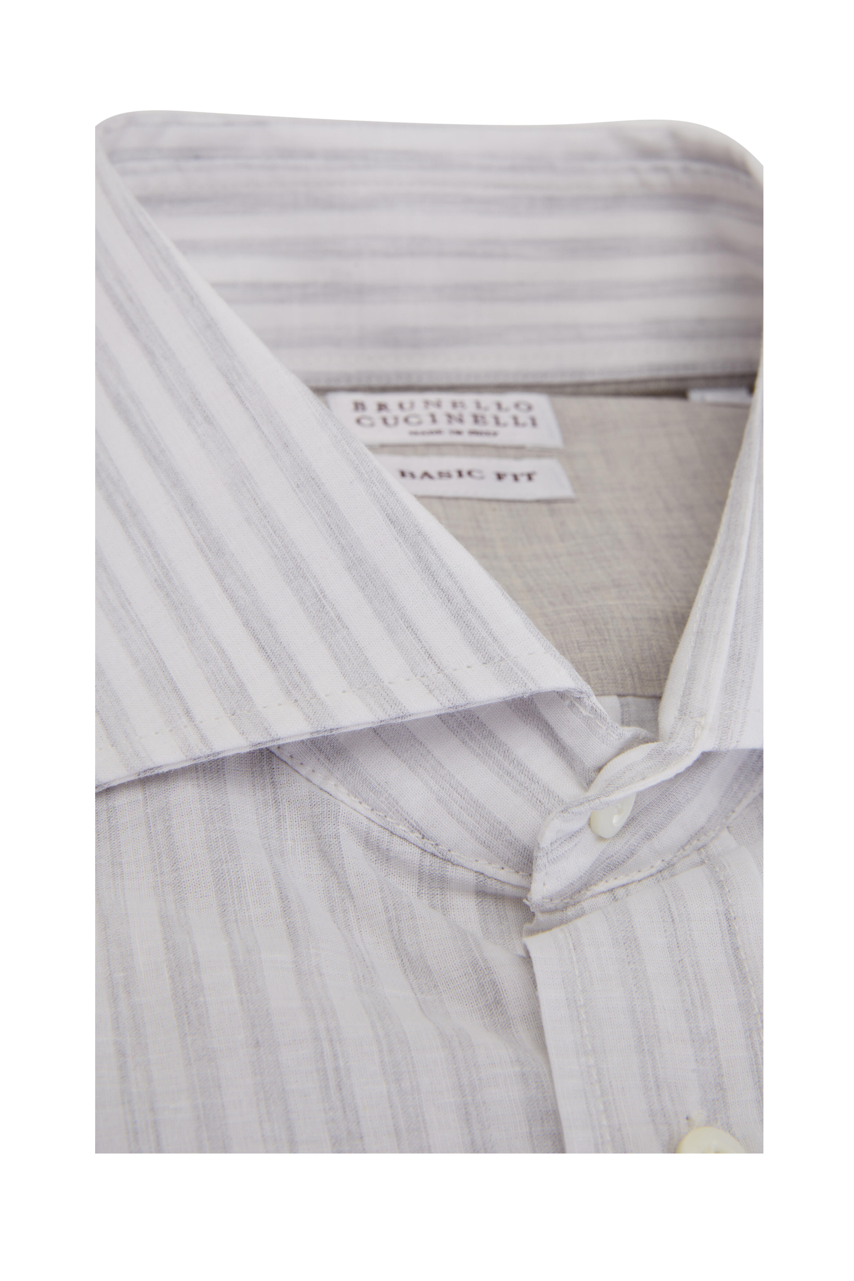 Brunello Cucinelli - Light Gray Stripe Sport Shirt