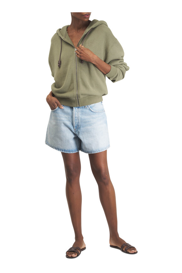 Loewe Flamenco Khaki Green Cotton & Cashmere Hoodie - view 2