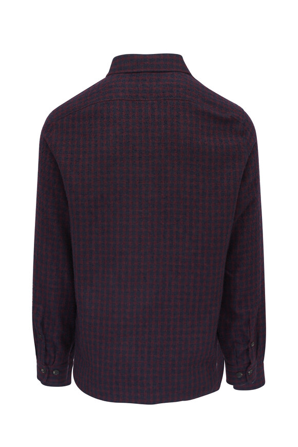 Isaia - Navy & Red Check Cashmere & Silk Boucle Overshirt