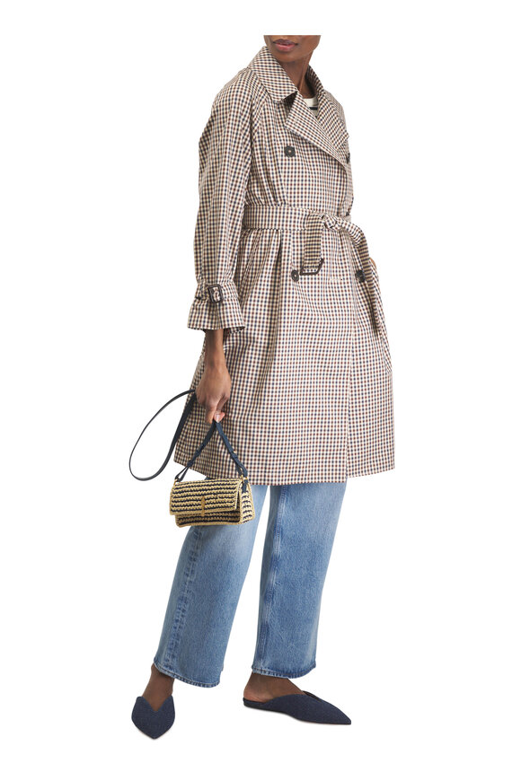 Max Mara Coffee Check Pattern Trench Coat - view 2
