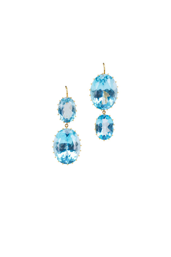Renee Lewis 18k Yellow Gold Blue Topaz Earrings