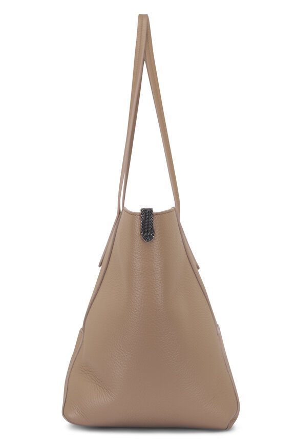 Brunello Cucinelli Small Duo Soft Leather Antelope Tan Tote Bag - view 4
