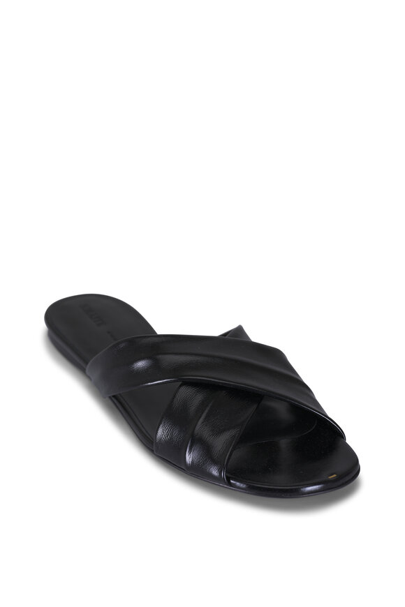 Khaite Liria Black Leather Flat Sandal - view 1