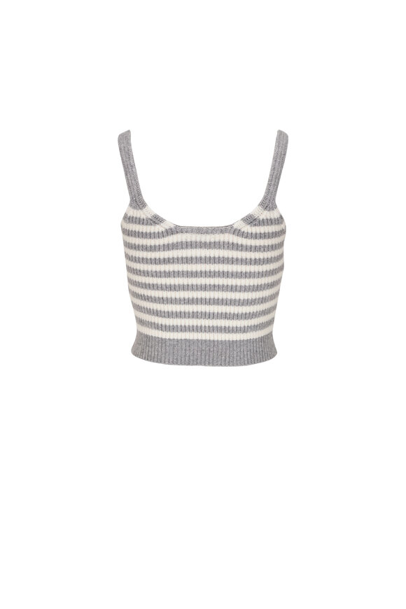 Jonathan Simkhai - Braylee Heather Gray Multi Striped Knit Tank Top 