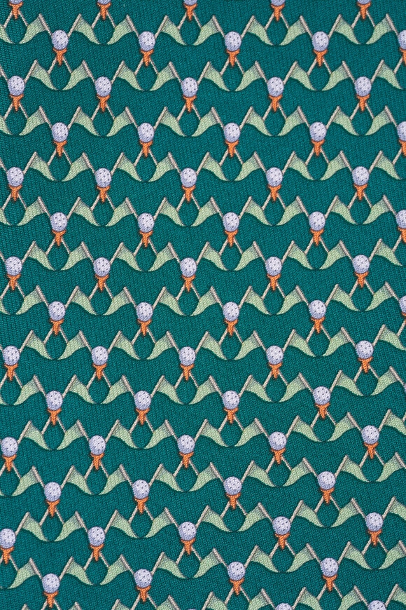 Ferragamo Green Golf Print Silk Necktie - view 2
