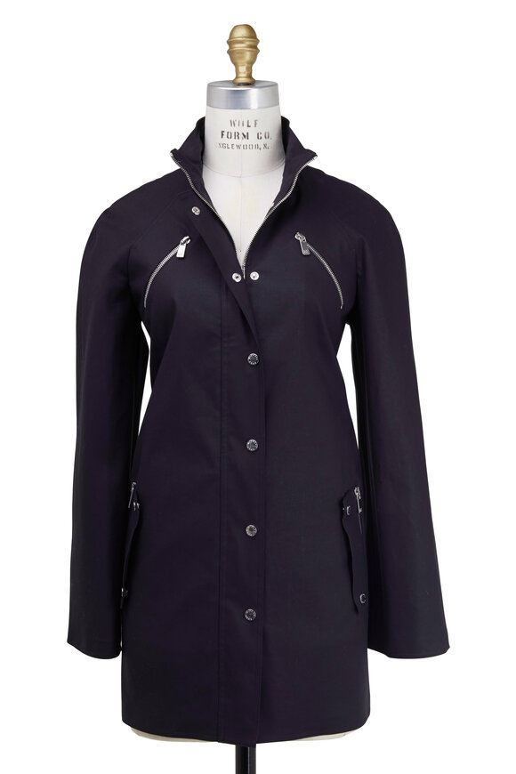 Michael Kors Collection - Balmacaan Black Cotton Coat
