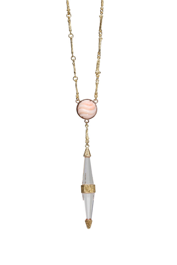 K. Brunini Jewels Crystal & Coral Petite Twig Pendant Necklace - view 1