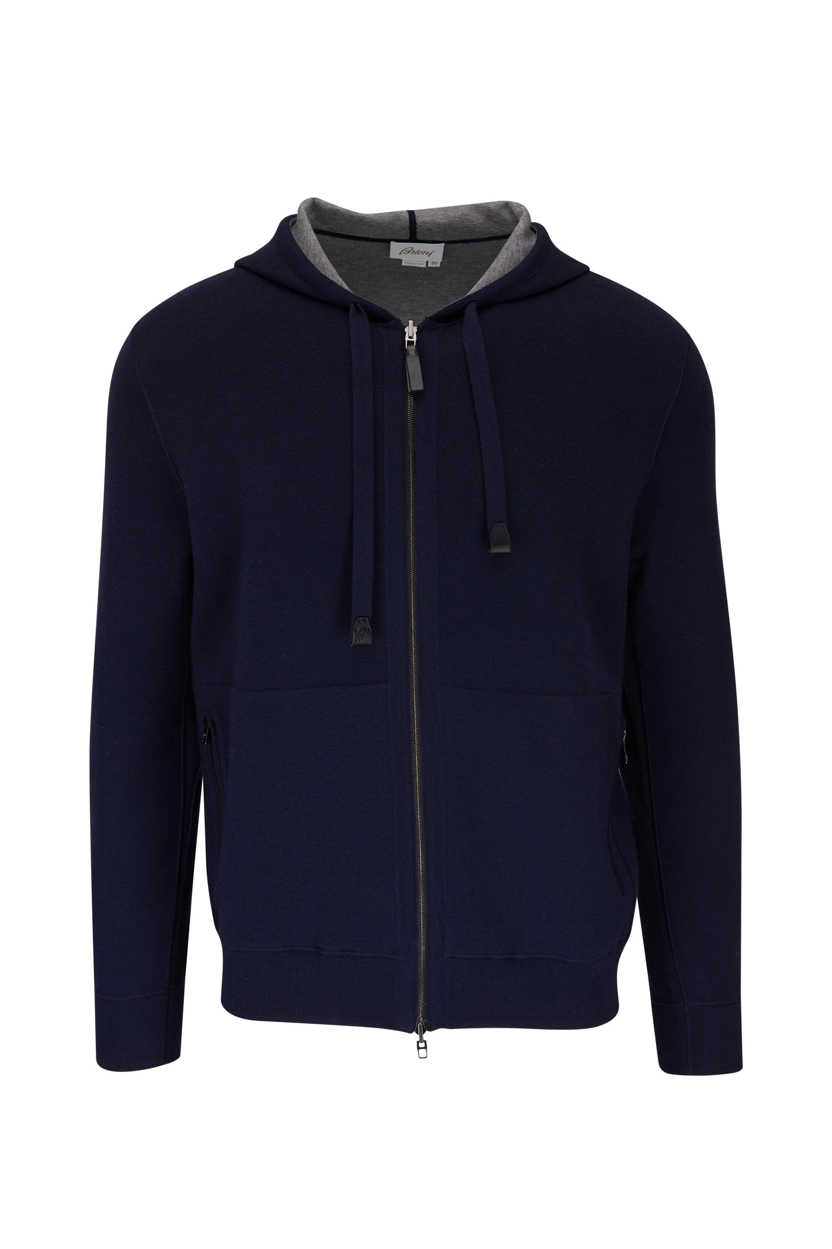 Brioni - Navy & Charcoal Reversible Zip Hoodie
