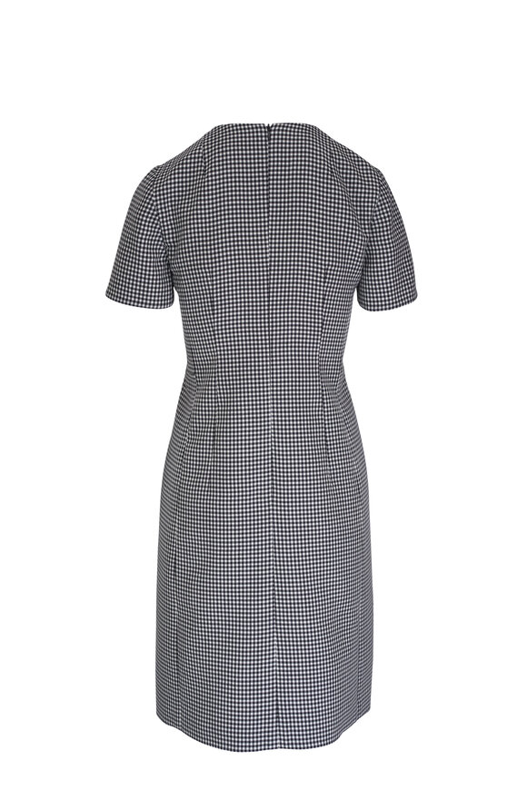 Akris - Black & Ecru Plaid Sheath Dress 