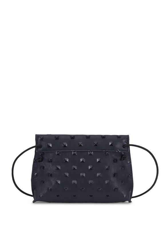 B May Bags - Navy Blue Leather Studded Small Crossbody