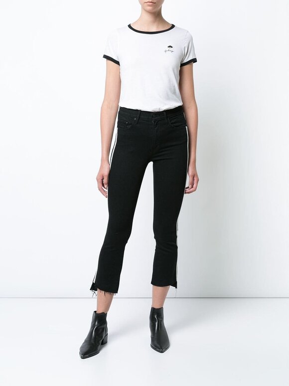 Mother - The Insider Black Step Fray Cropped Jean