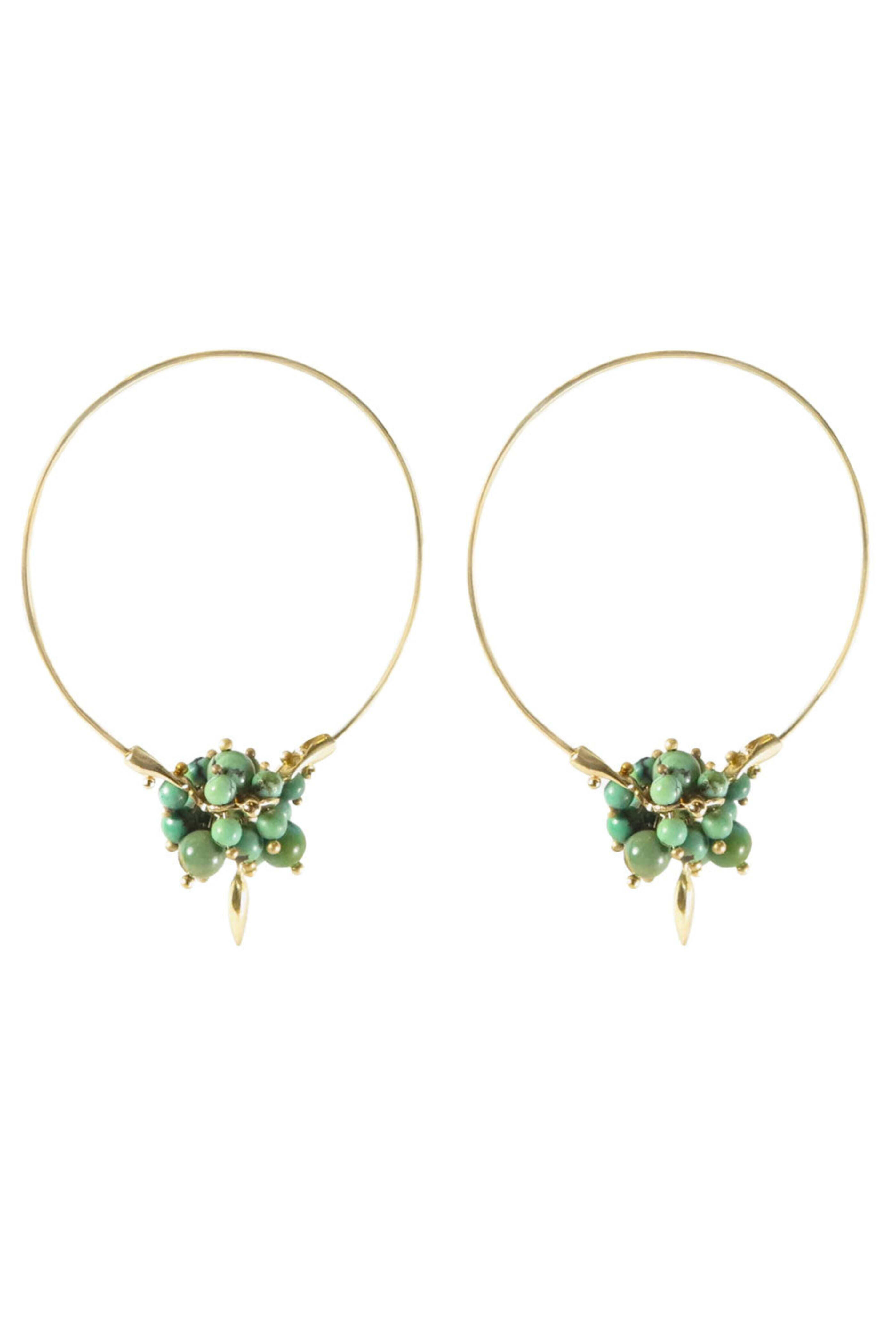 Ted Muehling - Chinese Turquoise Small Hoop Cluster Earrings