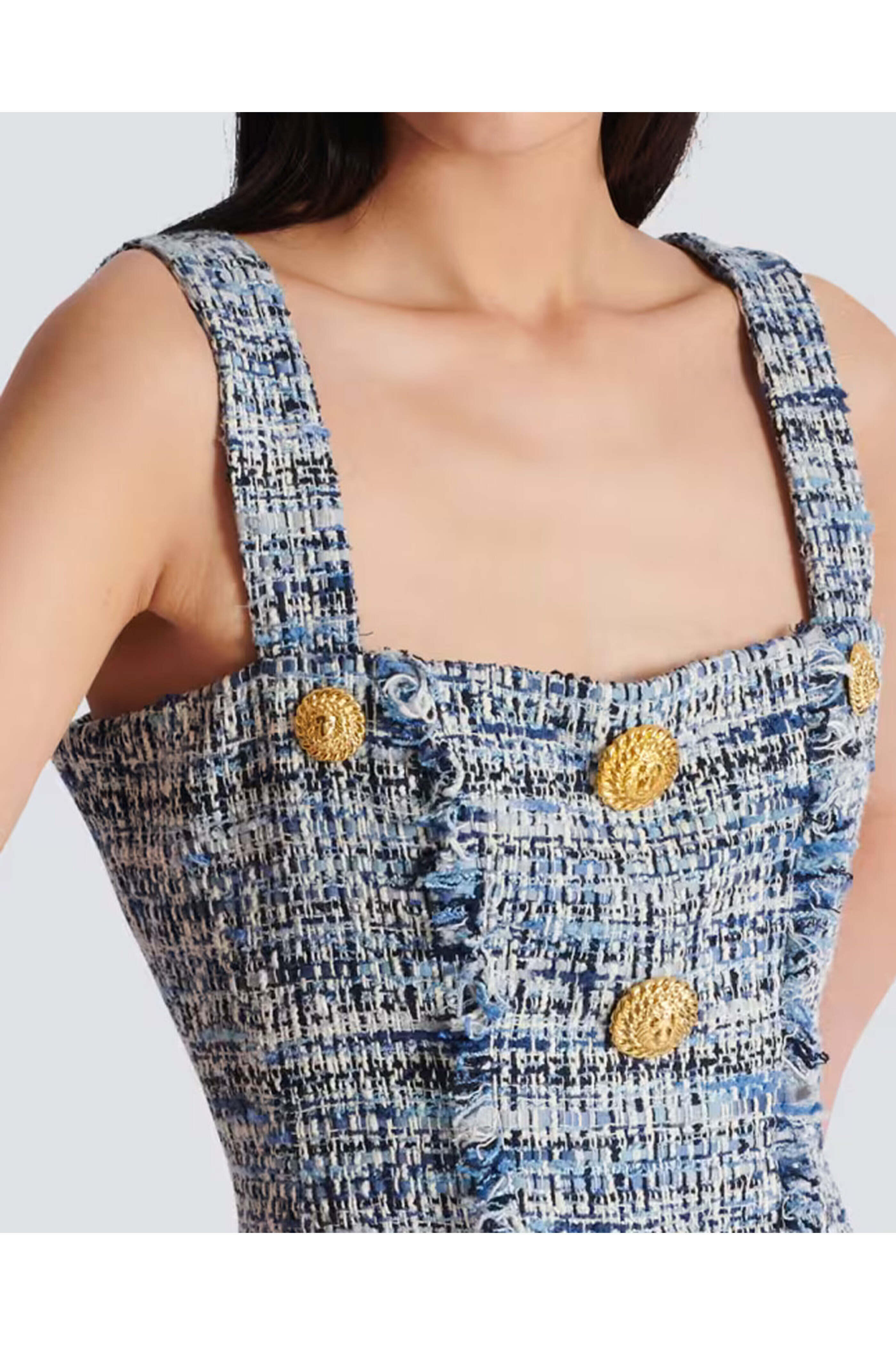 Balmain - Bleu Jean Tweed Mini Dress