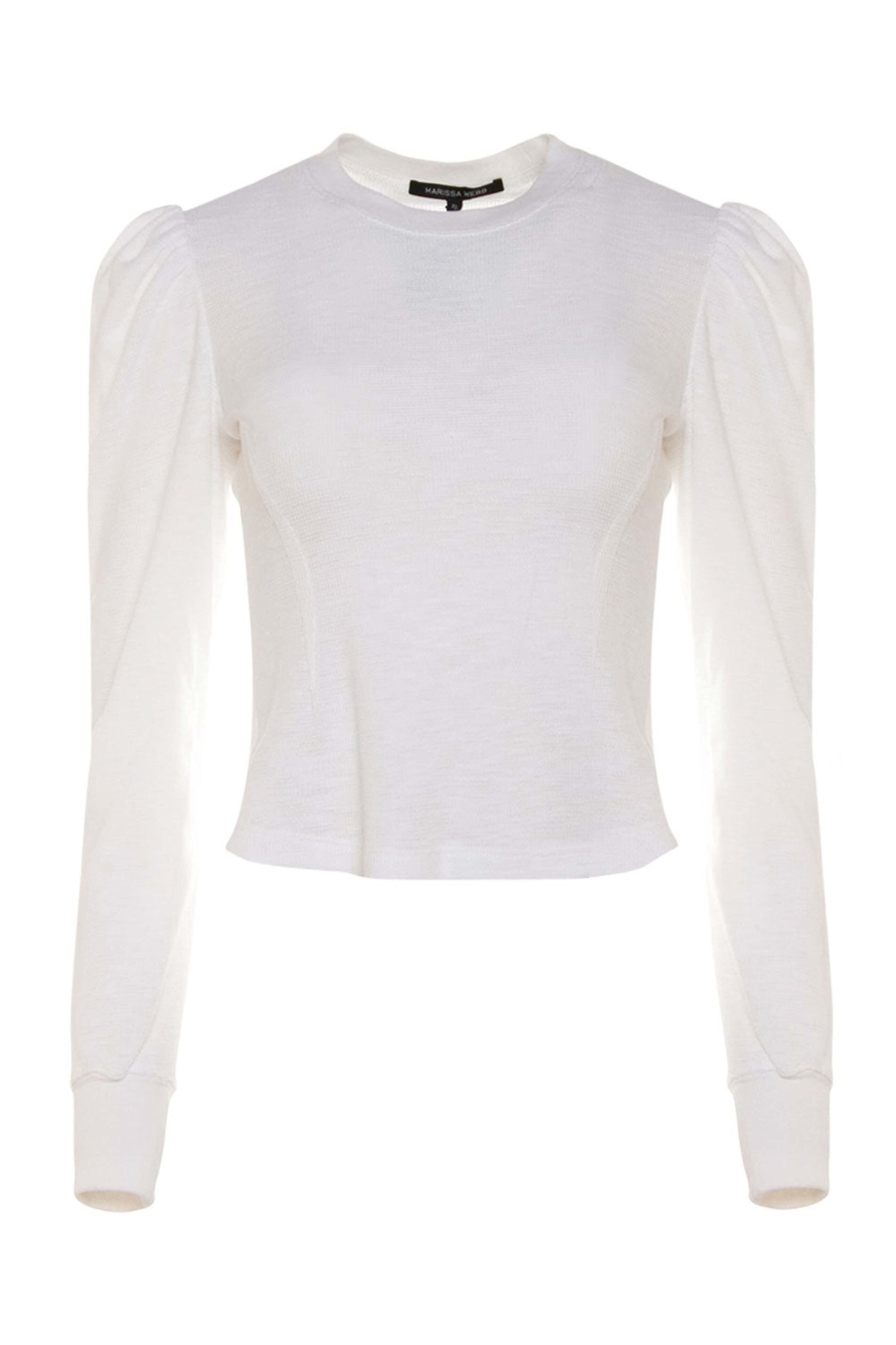 Marissa Webb - White Blair Waffle Knit Puff Sleeve Pullover