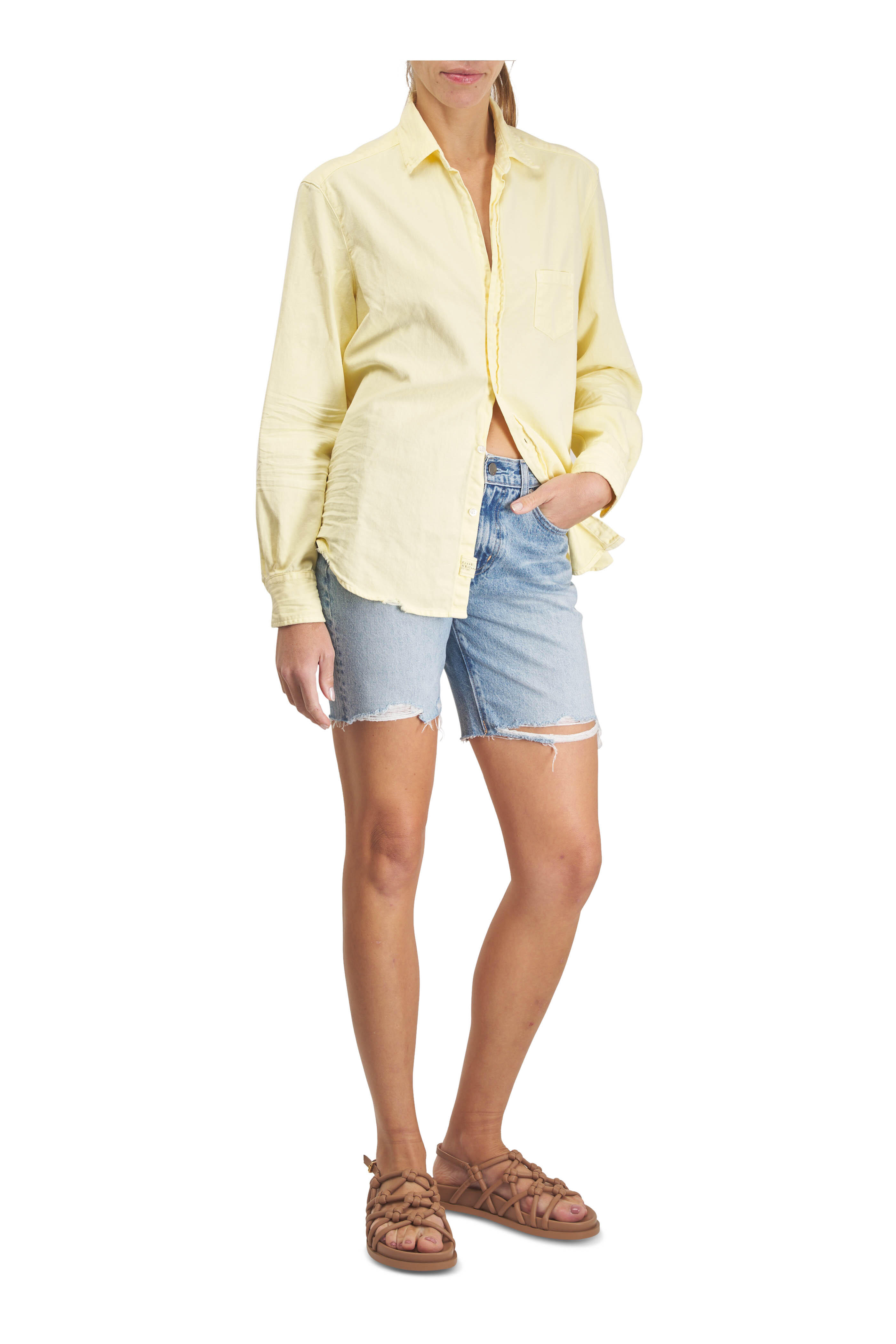 Frank & Eileen - Eileen Lemon Yellow Denim Relaxed Button Up Shirt