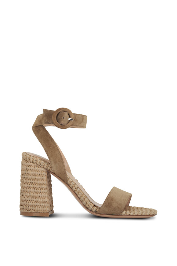 Gianvito Rossi - Camel Suede & Raffia Sandal, 85mm