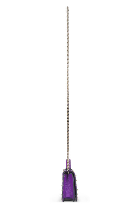 Valentino Garavani Rockstud Violet Leather Wallet On Chain Crossbody - view 4