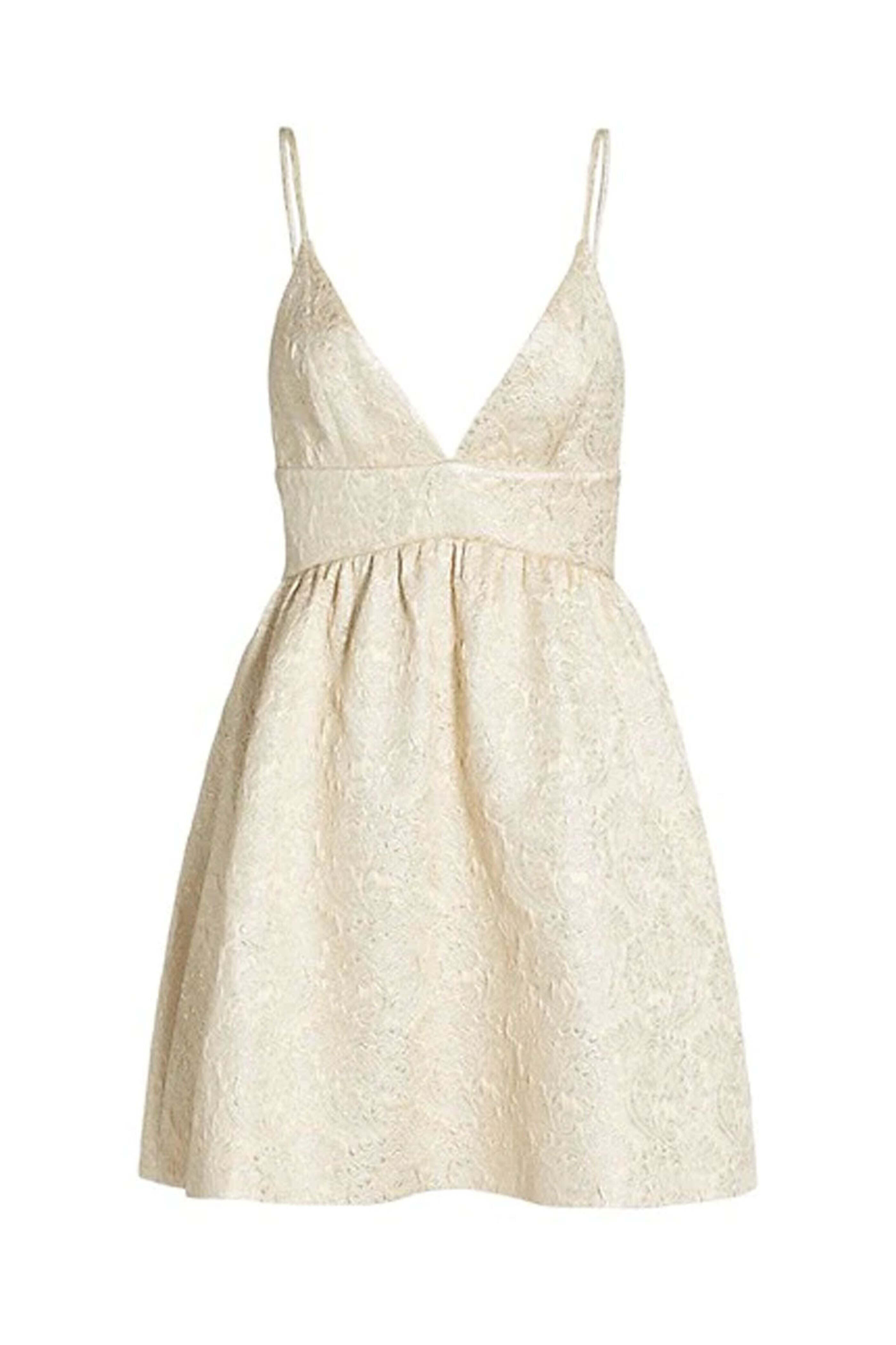 Alice & Olivia - Gold Foley Curved Waist Party Dress