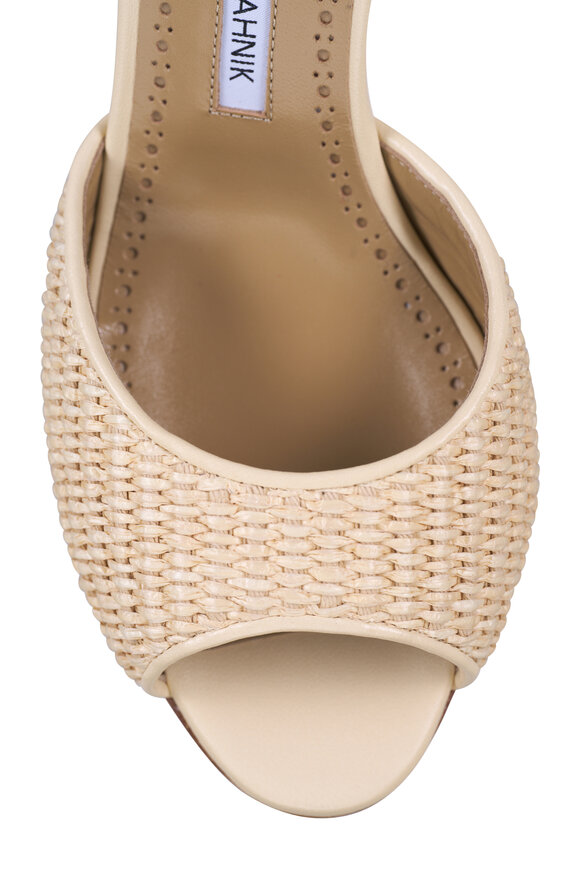 Manolo Blahnik Jadara Light Cream Raffia Sandal, 70mm - view 5