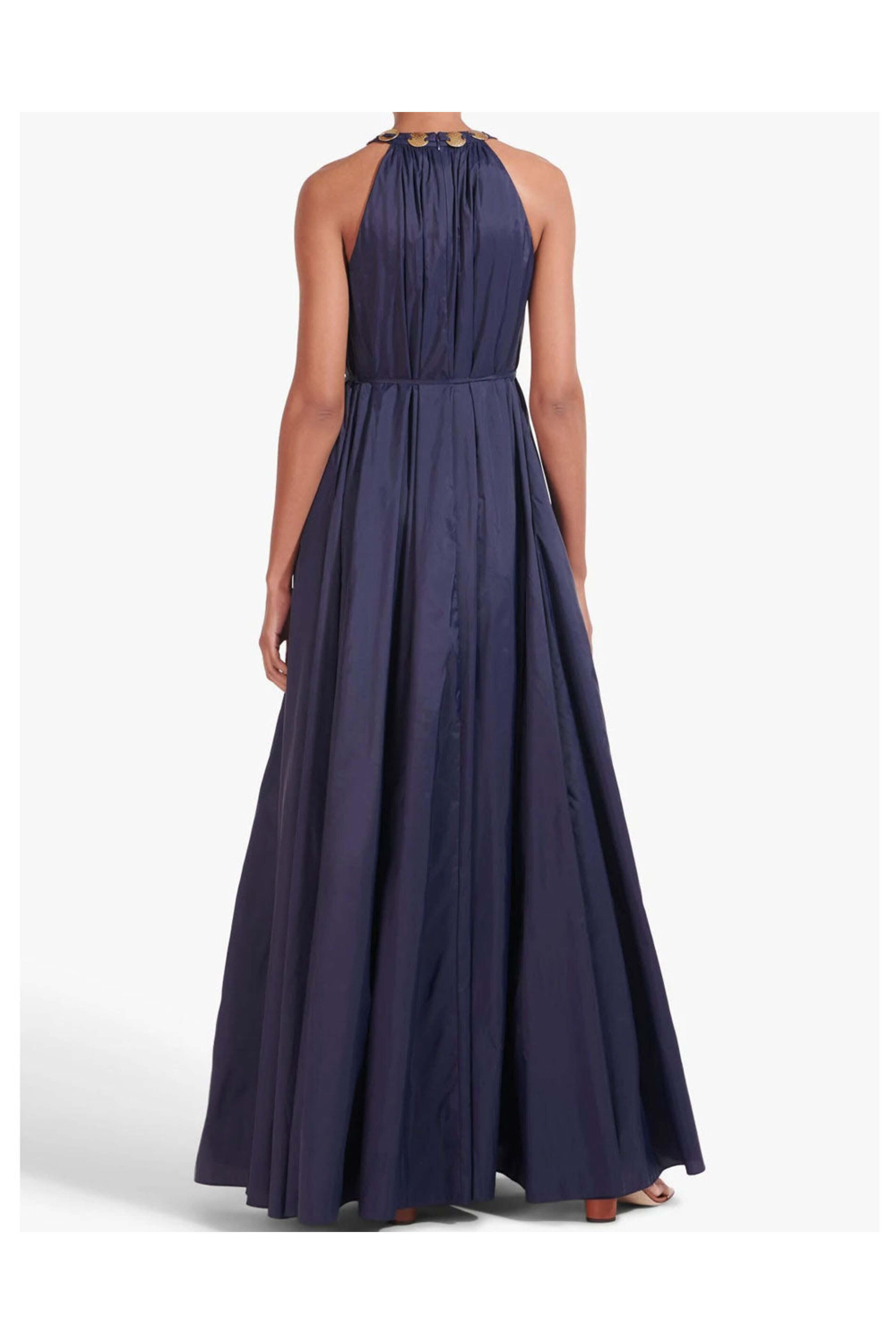 Staud - Navy Halter Neck Benoit Maxi Dress