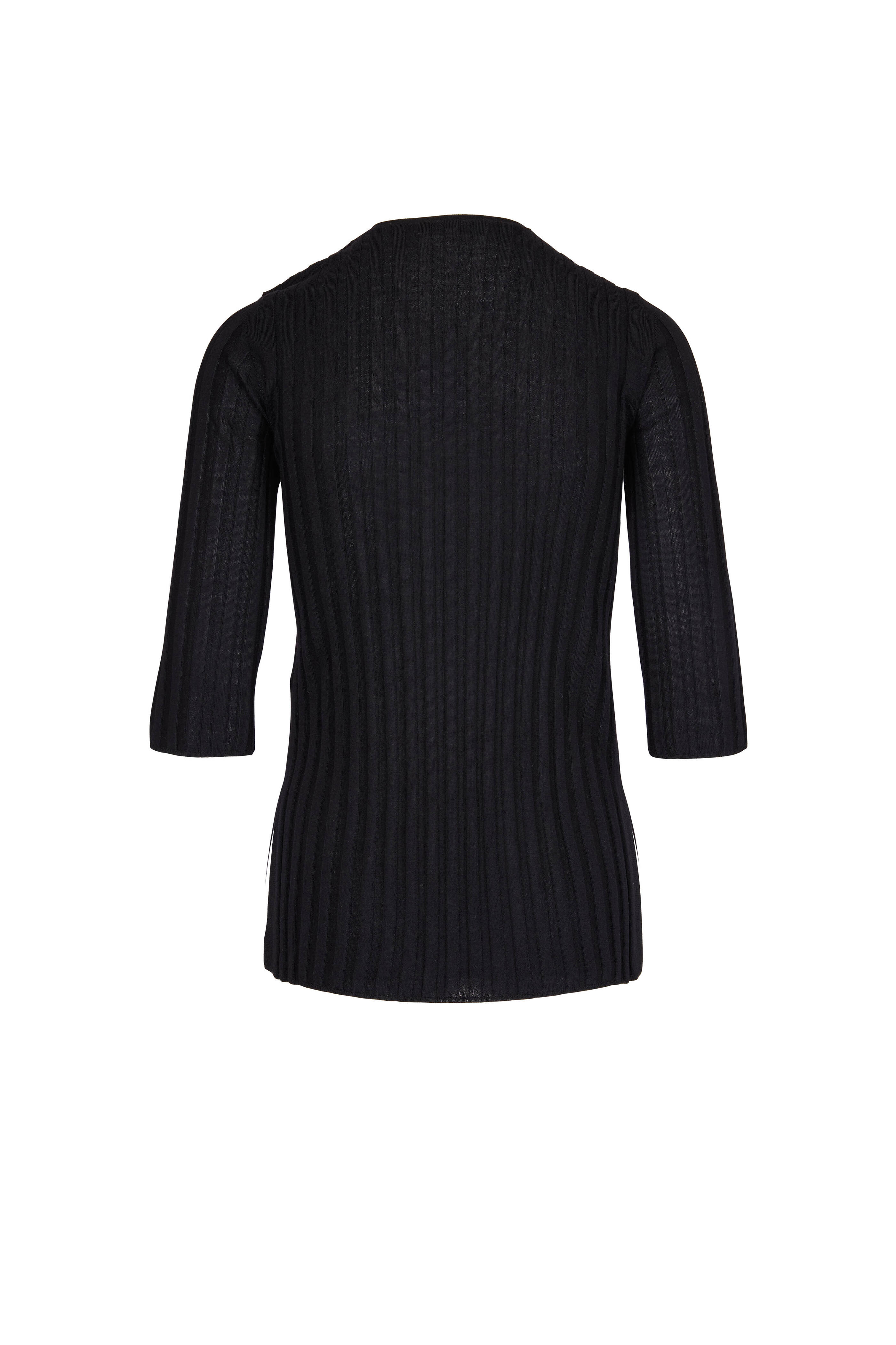 Dorothee Schumacher - Black Ribbed Elbow Sleeve Sweater